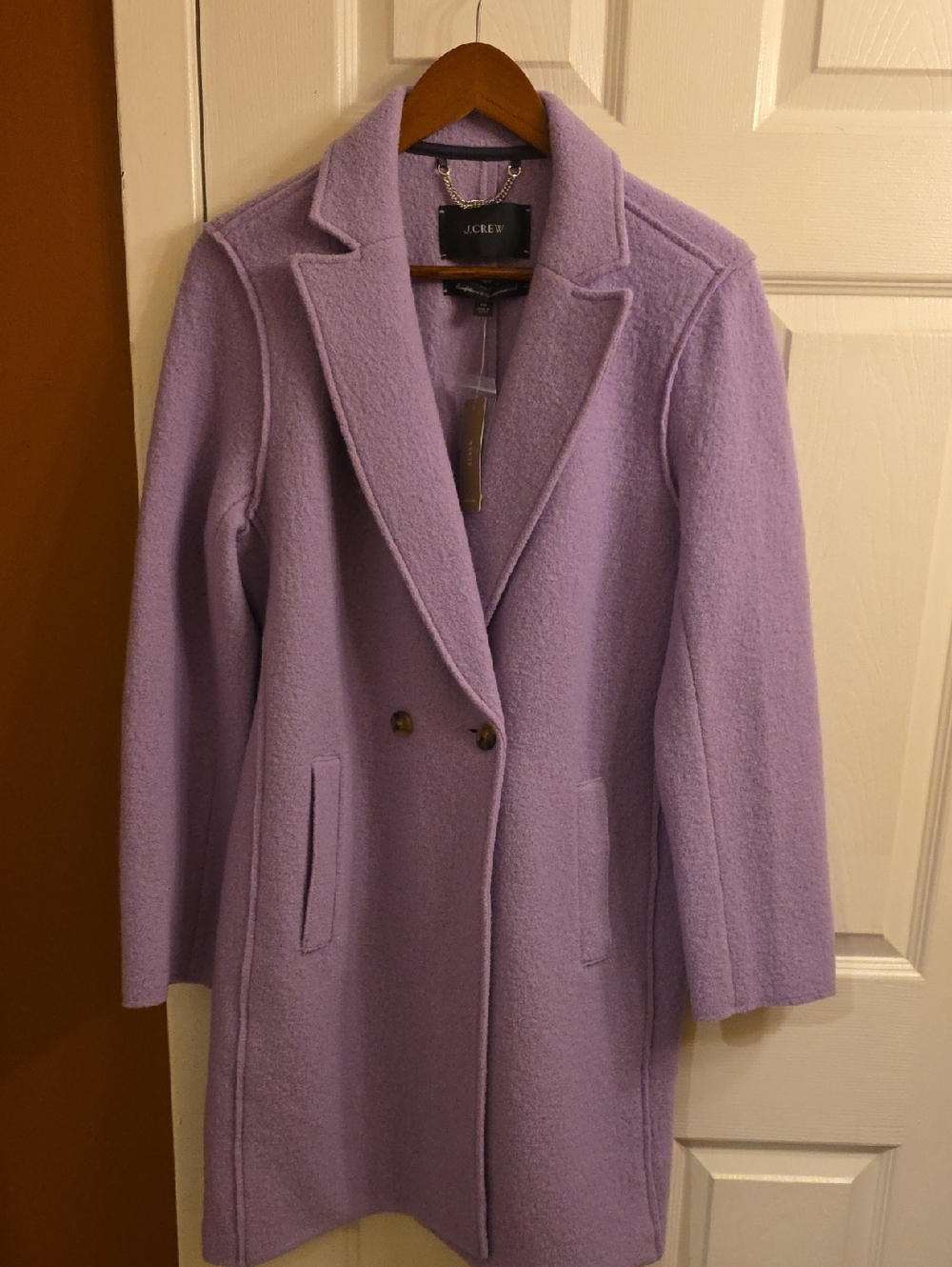 J. Crew Lavender Double-Breasted Wool Trench Coat